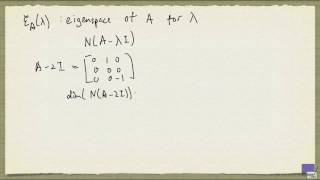 Week 10  Algebraic and Geometric Multiplicities of an Eigenvalue [upl. by Fredel]