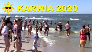 Karwia plaża 2020 słońce fale i tłumy ludzi [upl. by Einrae827]