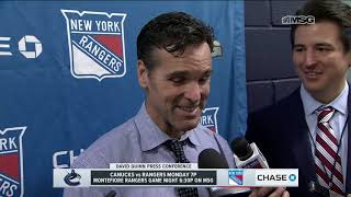 David Quinn Georgiev Stood Tall  New York Rangers  MSG Networks [upl. by Jared]