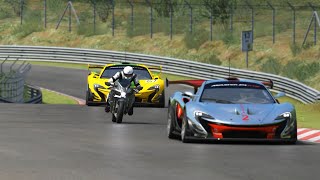 Kawasaki Ninja H2R vs McLaren P1 GTR Sports at Nordschleife [upl. by Heger]