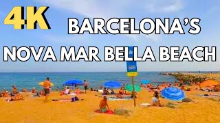 Walking at Nova Marbella Beach amp Marbella Beach Barcelona Spain 4K [upl. by Wincer]