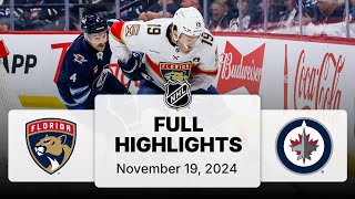 NHL Highlights  Panthers vs Jets  November 19 2024 [upl. by Arraik]