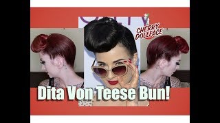 Dita Von Tease Vintage Hair Tutorial High Bun by CHERRY DOLLFACE [upl. by Nnylatsirk]