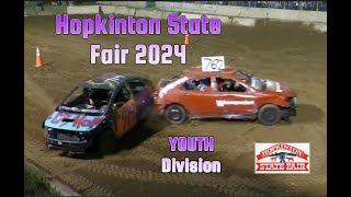 Hopkinton Fair 2024 Saturday YOUTH DIVISION Demolition Derby 4K UHD [upl. by Emlin209]