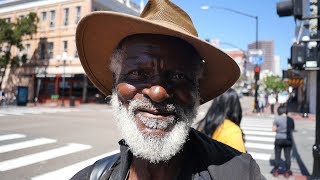 Homeless Street Musician in San Diego Sings to Us [upl. by Ziladnerb578]