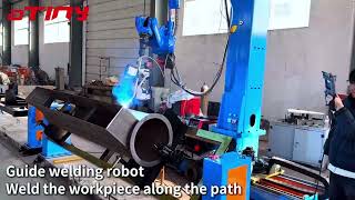 ATINY laser seam tracking system supports Yaskawa robots for automated welding of cooling pipes [upl. by Hanid]