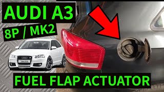 AUDI A3 8P  How To Remove Fuel Flap Actuator Solenoid Motor Location amp Removal 20042012 [upl. by Russ684]