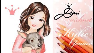 How to draw Kylie Jenner  Dog Norman 👑 Deni zeichnet Mädchen mit Hund 🌸Ausmalen Vorlage Topmodel [upl. by Chicoine28]