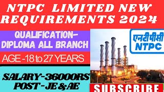 NTPC LIMITED NEW REQUIREMENTS 2024DIPLOMA ALL BRANCHPOST 1200😍LATEST JOBS DHRUV POLY FACT CHANNEL [upl. by Talley]