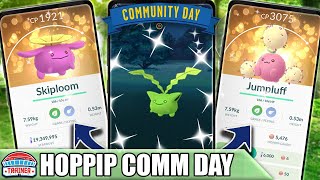 SHINY HOPPIP  FEBRUARY 2022 COMM DAY  3x STARDUST  ACROBATICS on JUMPLUFF  POKÉMON GO [upl. by Eardnaed533]