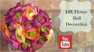 DIY hanging flower ball decoration tutorial using silk flowers [upl. by Stevens]