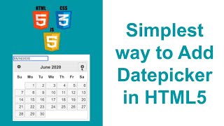 Simplest way to Add Datepicker in HTML5 [upl. by Dadirac]