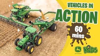 Tractors Farmers and Construction Vehicles at Work 1 hour 🚜👩🏾‍🌾  John Deere Kids [upl. by Sixla]