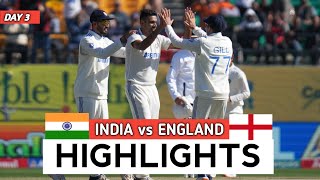 India vs England 5th Test 2024 Day 3 Highlights  IND vs ENG 2024  IND vs ENG 5th Test 2024 [upl. by Nyer591]