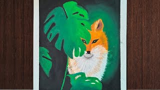 How to draw a realistic fox beautiful fox drawing with oil pastels easy fox drawing step by step [upl. by Oznola]