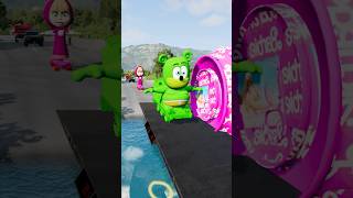 Skibidi Toilets amp Funny Cars VS Bollard Barbie amp Big Pit in BeamNGDrive shorts [upl. by Ahtnamys362]