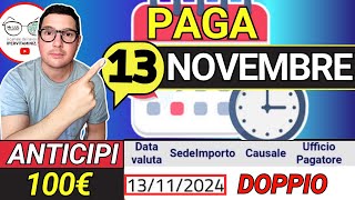 Inps PAGA 13 NOVEMBRE ⚡ DATE ANTICIPI ADI AUU PENSIONI AUMENTA BONUS 100€ 155€ NATALE INVALIDI [upl. by Materi]