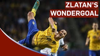 Zlatan Ibrahimovic Scores Amazing 30yard Bicyclekick vs England  Sweden 42 England [upl. by Anirat]