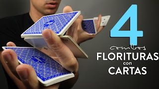 4 Florituras con Cartas a Una Mano en Combo con Tutorial de Cardistry Avanzado [upl. by Eive]