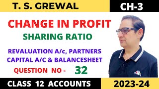 CHANGE IN PROFIT SHARING RATIO TSGrewal Ch3 Que 32Revaluation ac Capital ac amp Balance Sheet [upl. by Esela873]