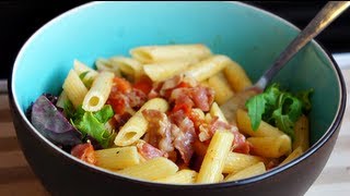 Pasta met prosciutto tomaat rucola en citroen budgetvriendelijk recept [upl. by Eidna542]