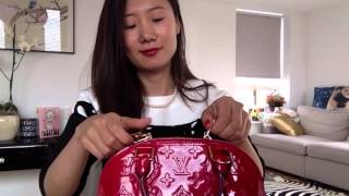 Louis Vuitton Alma BB Vernis Cerise Review [upl. by Akierdna851]