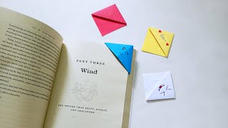 Easy Origami corner BOOKMARK  How to make a paper corner bookmark DIY [upl. by Enigroeg]