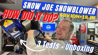 18 inch 48V Cordless Snow Joe Snow Blower  How Did it Do Unboxing  3 test snowfalls  snowjoe [upl. by Yim]