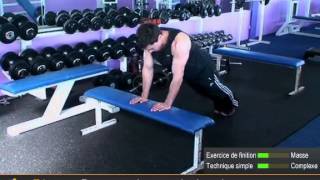 Pompes banc coude long corps  exercice de musculation des triceps sans matériel [upl. by Sweyn]