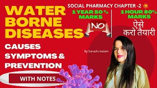 Water Borne Diseases ll Causes Symptoms amp Prevention ll Social Pharmacy Chapter 2 ll With Notes [upl. by Coumas182]