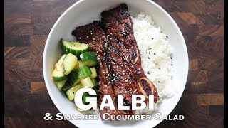 Korean Short Ribs Galbi and Smashed Cucumber Salad [upl. by Maddox]