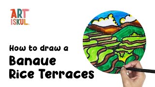 How to Draw Banaue Rice Terraces  Easy and Simple Landscape Drawing Tutorial [upl. by Stearn38]