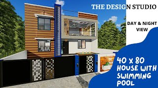 40 X 80 HOUSE PLAN WITH SWIMMING POOL  THE DESIGN STUDIO [upl. by Ellekcir830]