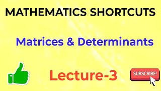 MATRICES amp DETERMINANTS SHORTCUTS  3 [upl. by Zerline]