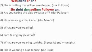 to wear to put on  to take off with clothing exercise in German  wwwgermanforspaldingorg [upl. by Fari]