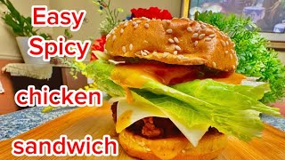 Spicy chicken sandwich how to make spicy chicken sandwich at homespicy chicken sandwich recipe [upl. by Neltiak]