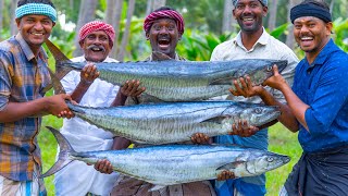 3 BIG FISH FRY  Streaked Spanish Mackerel Fish Fry Recipe Cooking In Village Vanjaram Meen Varuval [upl. by Anstice]