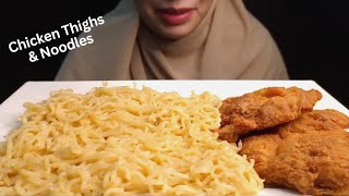 Mukbang Air fryer chicken thighs  indomie noodles chicken 🥢 [upl. by Issim]