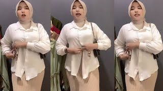 Hijab Style Try On Fashion Wanita Kemeja Tangan Panjang [upl. by Selrhc15]