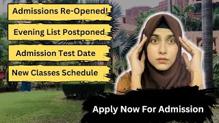 GCUF Admissions ReOpened🗣️Evening Merit List Postponed  Classes Schedule [upl. by Armillda]