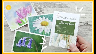 NEW Hahnemuhle BAMBOO mixed media paper  ECO FRIENDLY artist paper and SPRING FLORALS demo 🌷 [upl. by Ressan]