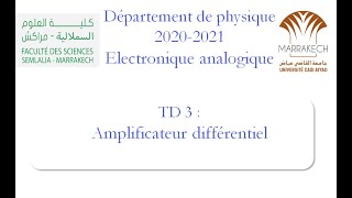 Td3  Amplificateur différentiel correction de lexercice 1 [upl. by Llerrot]