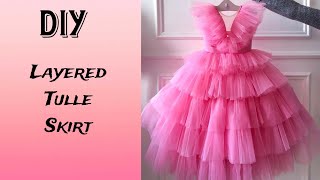 How To Make a Fluffy Layered Tutu Tulle Skirt  Easy DIY Tiered Tutu Tulle Skirt Tutorial beginners [upl. by Ajak]