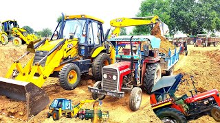 jcb and tractor loading mud in trolley । jcb tractor।jcb tractor video ।jcb wala । tractor wala [upl. by Atsira246]