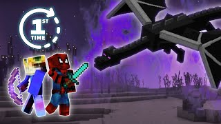 Defeating ender dragon for first time  Minecraft end [upl. by Mikahs]