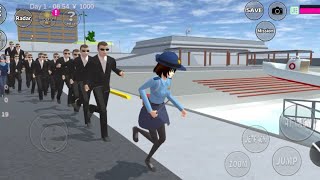 POLICE RINA TAMAKI AND CAT BUTLER ROBOT CATCH BOSS YAKUZA OFFICE AT HARBOR 👮 SAKURA SCHOOL SIMULATOR [upl. by Ermeena]