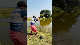 Village boy hook fishing in the pond big monster fish catching hookfishing fishing shortvideo [upl. by Farkas]