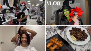 VLOG  fiesta de Halloween nos hacemos un piercing me corto mucho el pelo 🎃🔮💇🏻‍♀️ [upl. by Hussar]