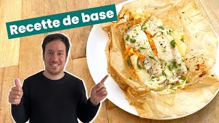 Papillote de poisson  Recette de base avec des poireaux et des carottes [upl. by Anilehs]