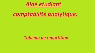 Comptabilité analytique Tableau de répartition [upl. by Breen]